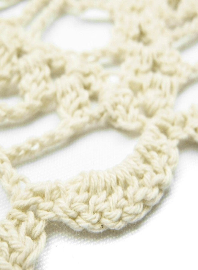 Phantomon Lace Doilies Table Placemats Handmade Crochet Cloth Round Coasters Cotton Doilies for Tables, Sofa Cover, Waterlily Pattern, 20Inch (Beige) - Image 2